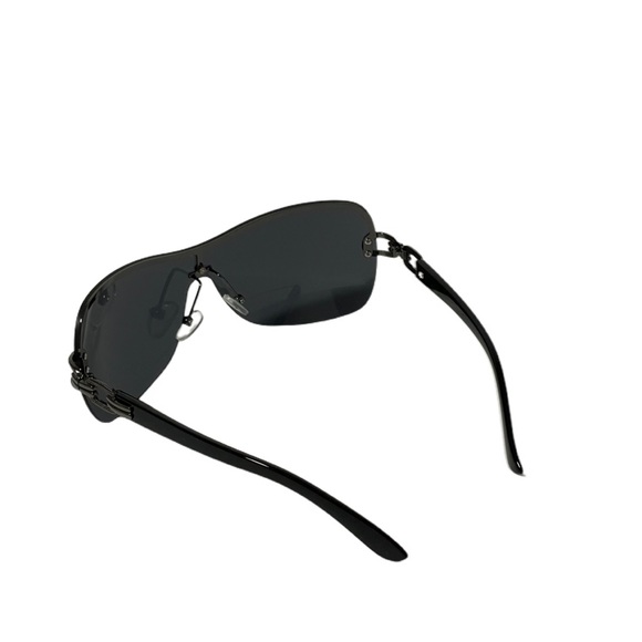 1113-Unisex Fashion Rimless Sunglasses-Black - Picture 3 of 3